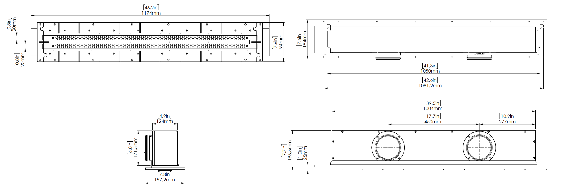 ERGOVENT LINEO PRO PUZZLE 2S 1000/125 – rozměry